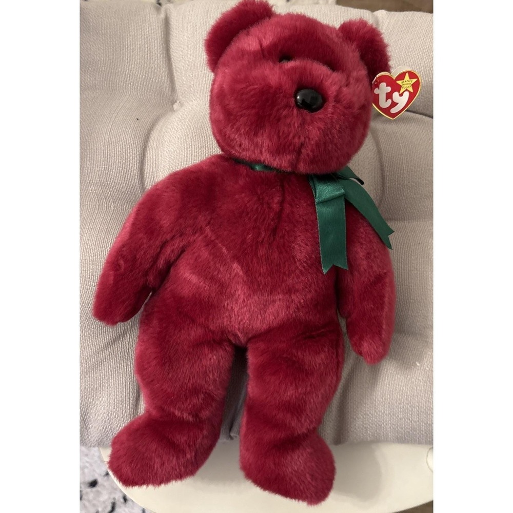 VTG TY BEANIE Original BUDDY COLLECTION TEDDY CRANBERRY COLOR RARE 15" Plush